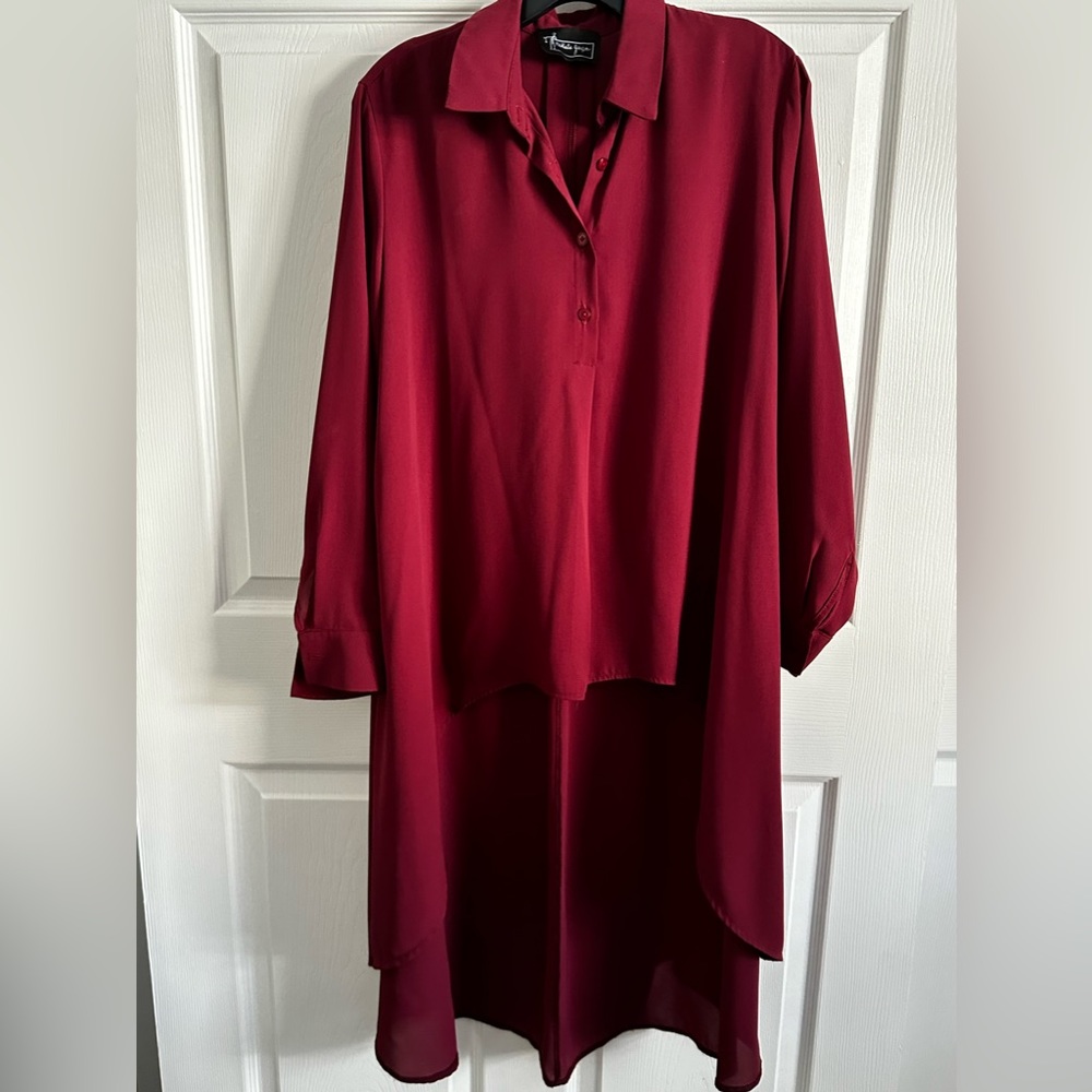 Women’s Burgundy High-low Blouse